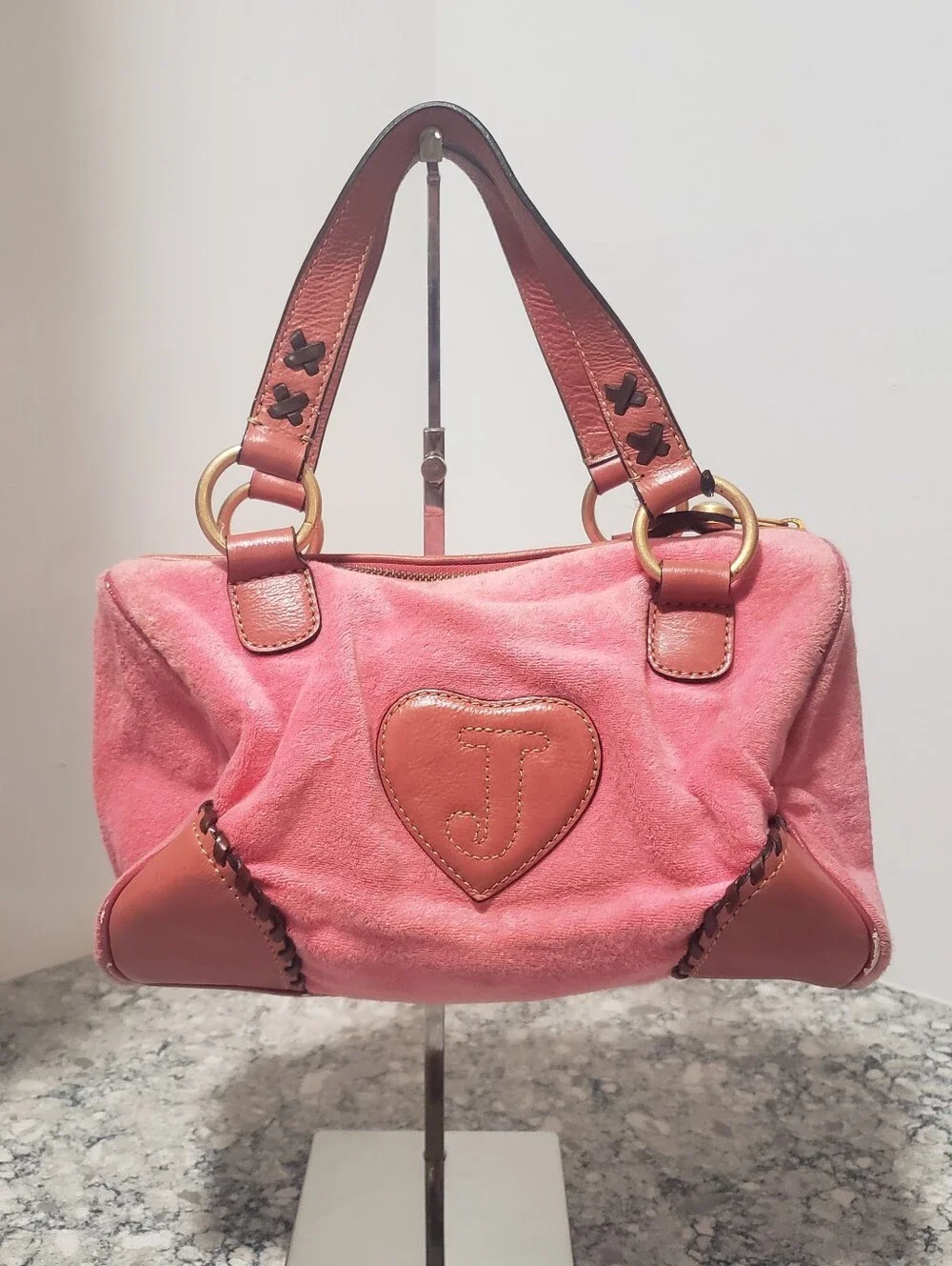 Juicy Couture Y2K Vintage Pink Terrycloth Satchel Purse